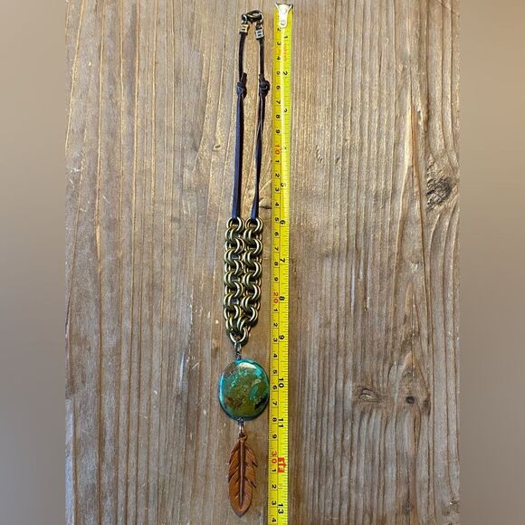 J.Forks Turquoise Pendant Necklace - Texas Artist Made - Picture 6 of 12